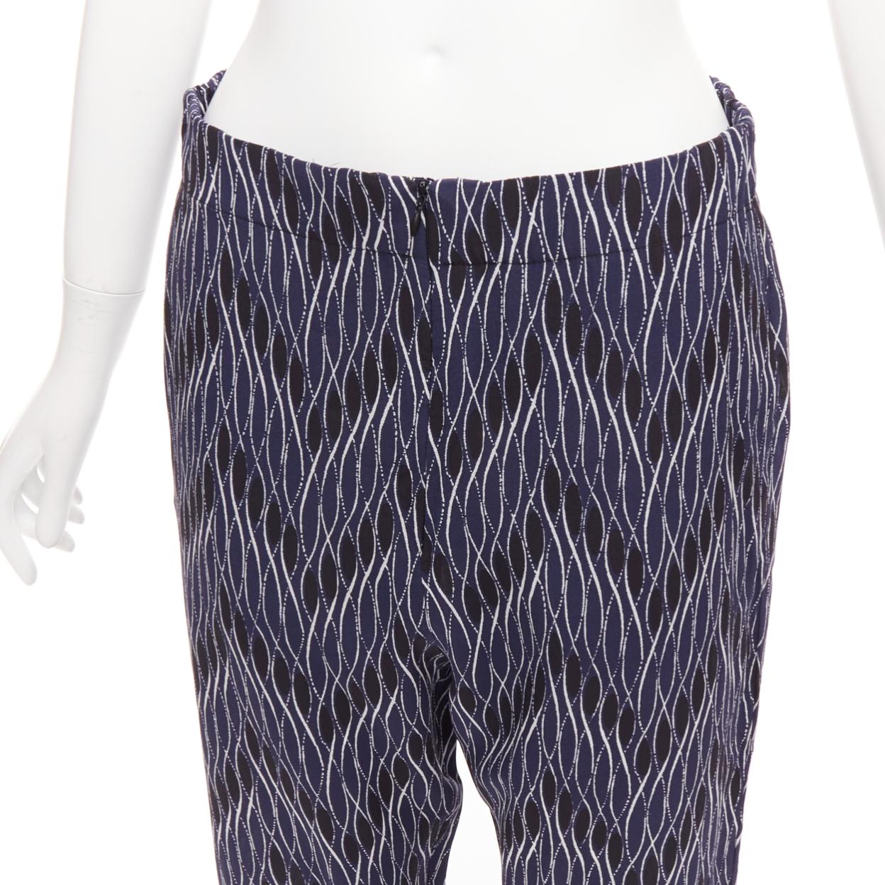 MARNI navy black geometric pattern print elastic waist crop pants IT40 S For Sale 3