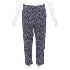 MARNI pantaloni crop elasticizzati in vita con motivo geometrico nero e blu IT40 S