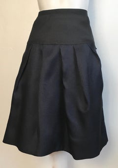Marni Navy & Black Silk Pleats with Pockets Skirt Size 6 / 8.
