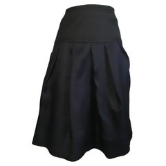 Marni Navy & Black Silk Pleats with Pockets Skirt Size 6 / 8.