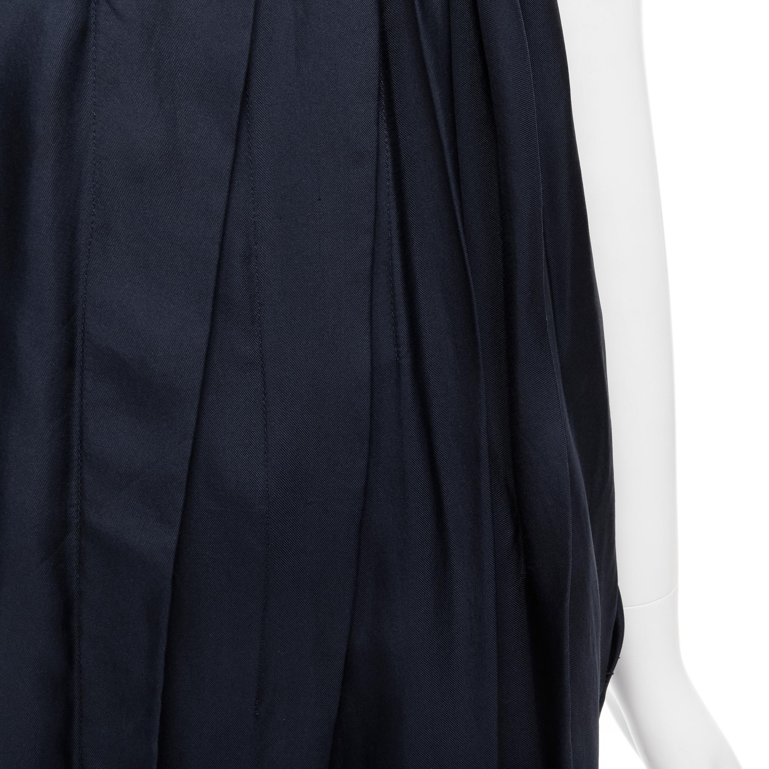 MARNI navy blue 100% silk ruffle neckline short sleeve silk dress IT38 XS For Sale 2