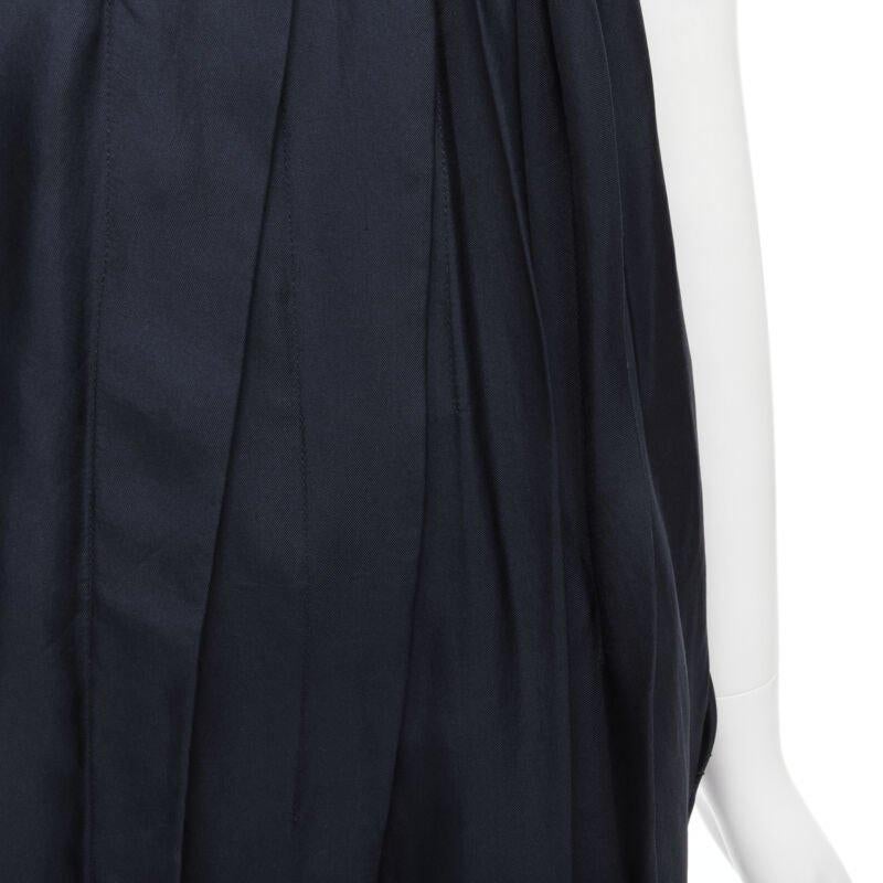MARNI navy blue 100% silk ruffle neckline short sleeve silk dress IT38 XS For Sale 5