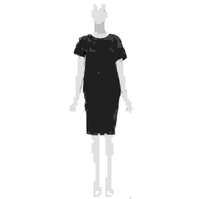 MARNI navy blue 100% silk ruffle neckline short sleeve silk dress IT38 XS For Sale 7