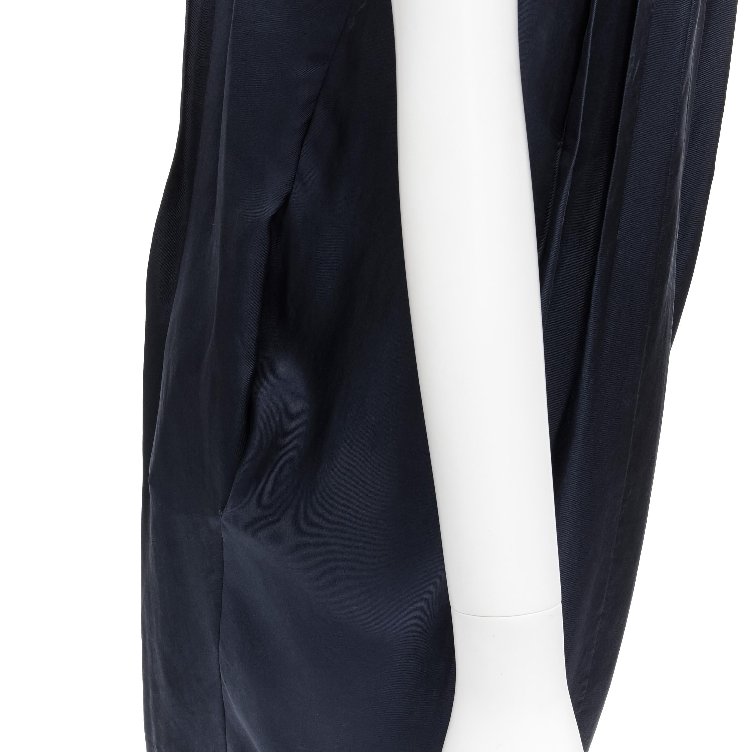 MARNI navy blue 100% silk ruffle neckline short sleeve silk dress IT38 XS For Sale 1