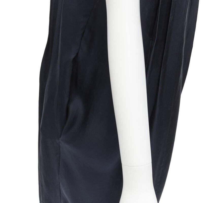 MARNI navy blue 100% silk ruffle neckline short sleeve silk dress IT38 XS For Sale 4