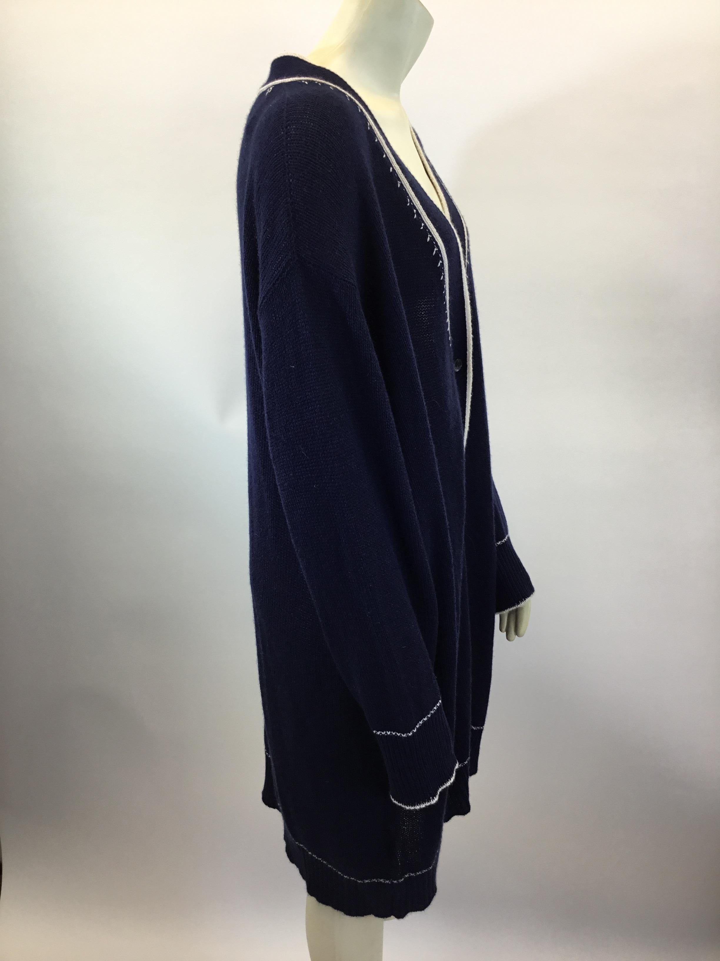 Marni Navy Blue and White Long Cardigan
$299
Made in Italy
100% Cashmere
Size 48
Length 36”
Bust 52”
Waist 48”
