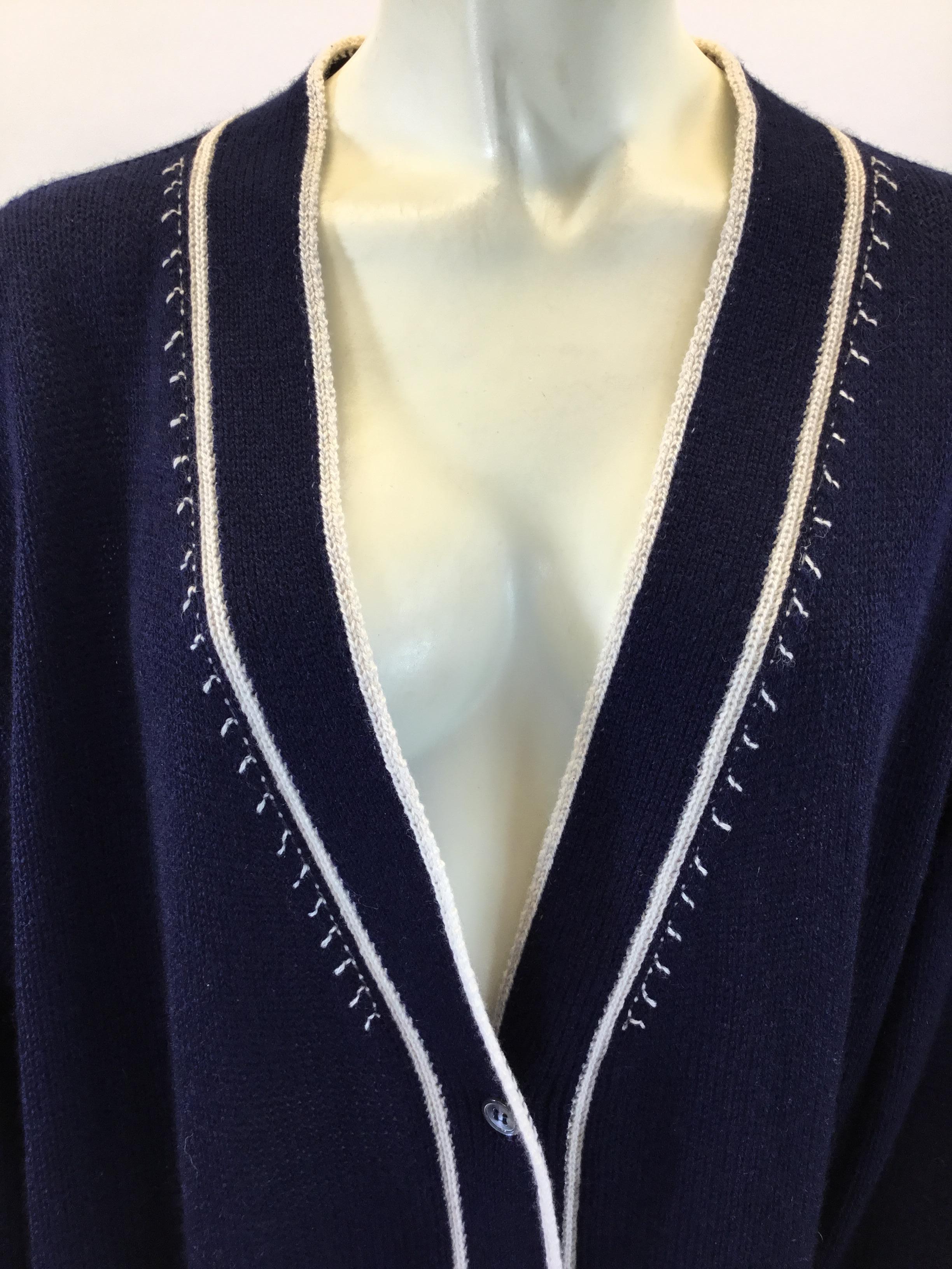 Black Marni Navy Blue and White Long Cardigan For Sale