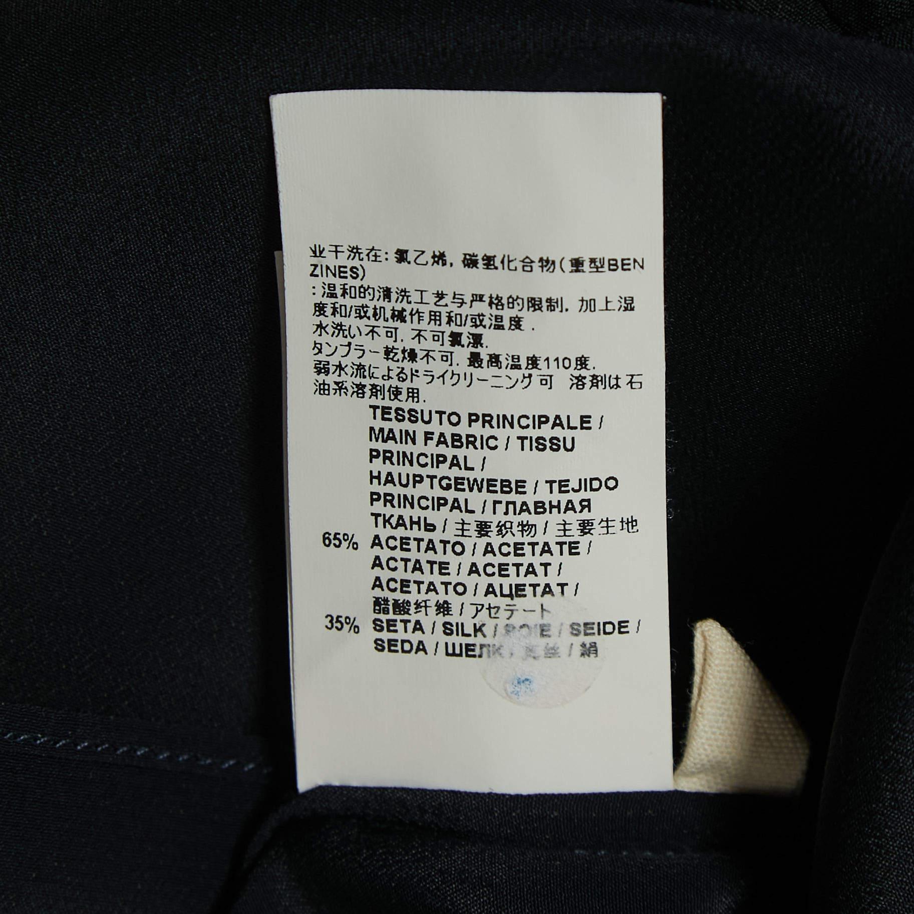 Marni Navy Blue & Black Chiffon Top S For Sale 1