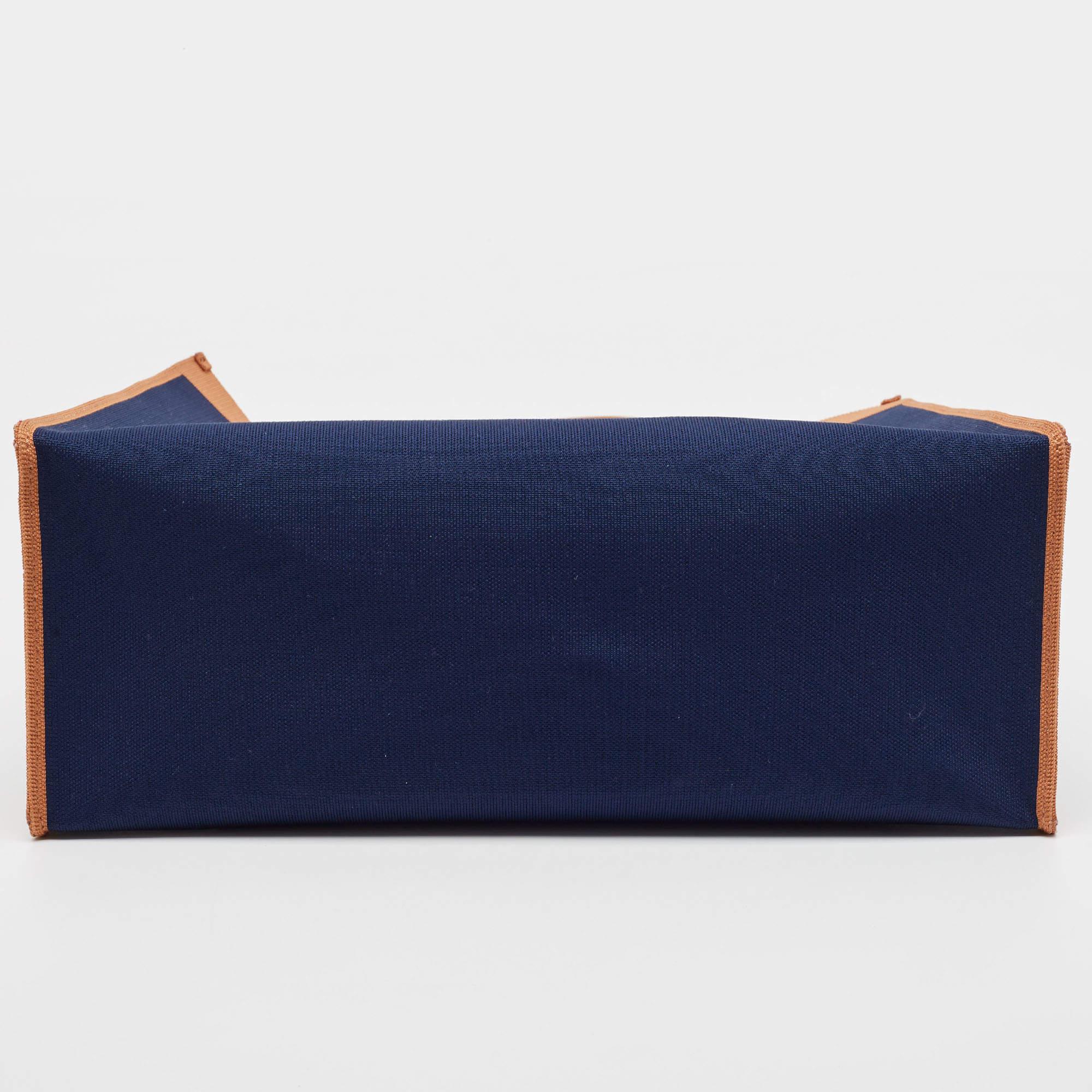 Marni Navy Blue/Brown Knit Fabric Medium Shopper Tote 2