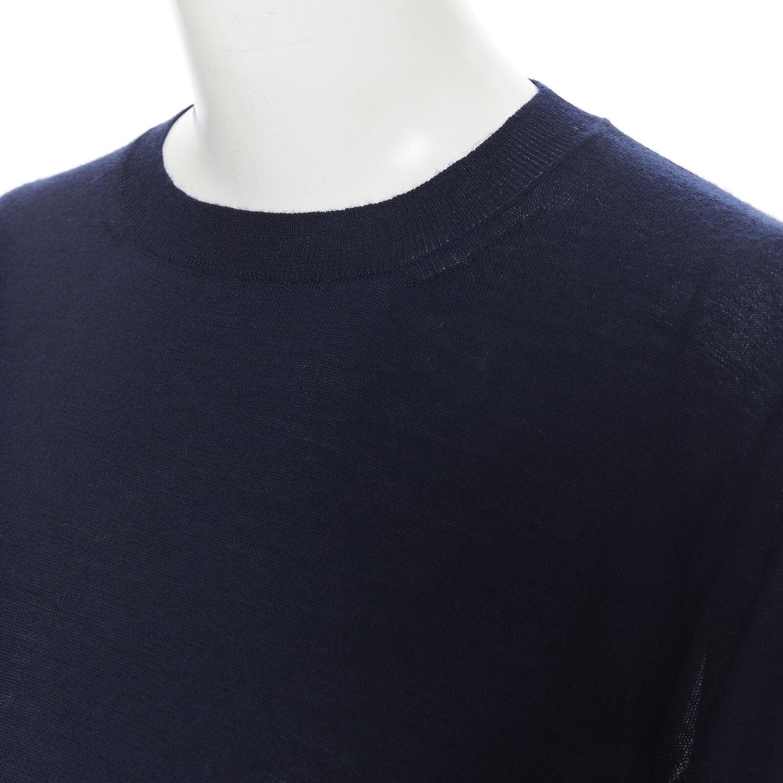 MARNI navy blue cashmere dual front slit pocket long sleeve sweater IT40 S 3