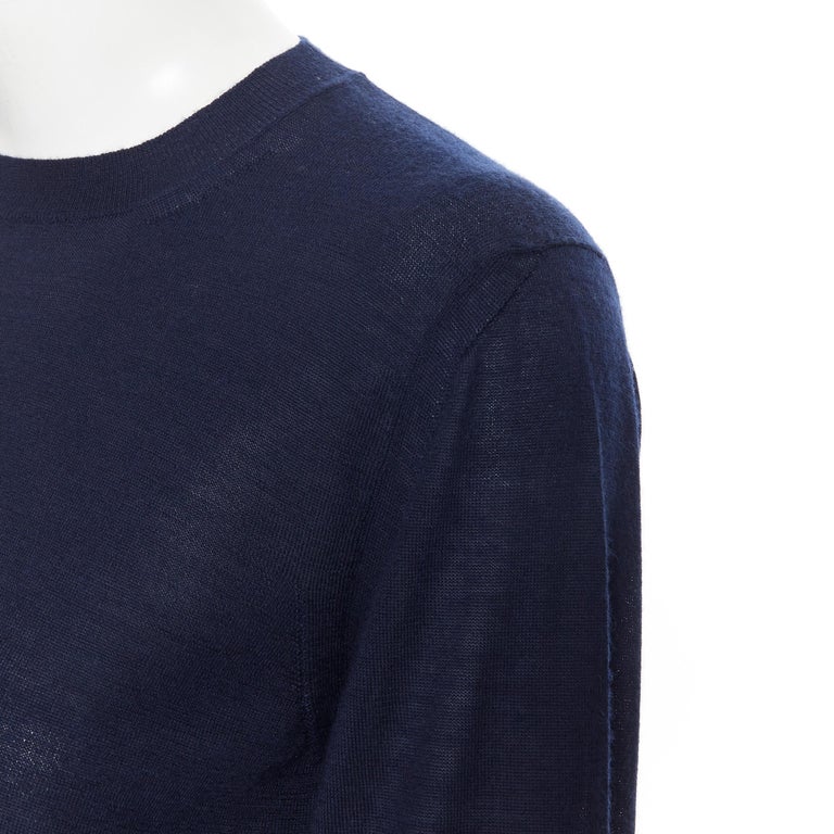 MARNI navy blue cashmere dual front slit pocket long sleeve sweater IT40 S For Sale 3