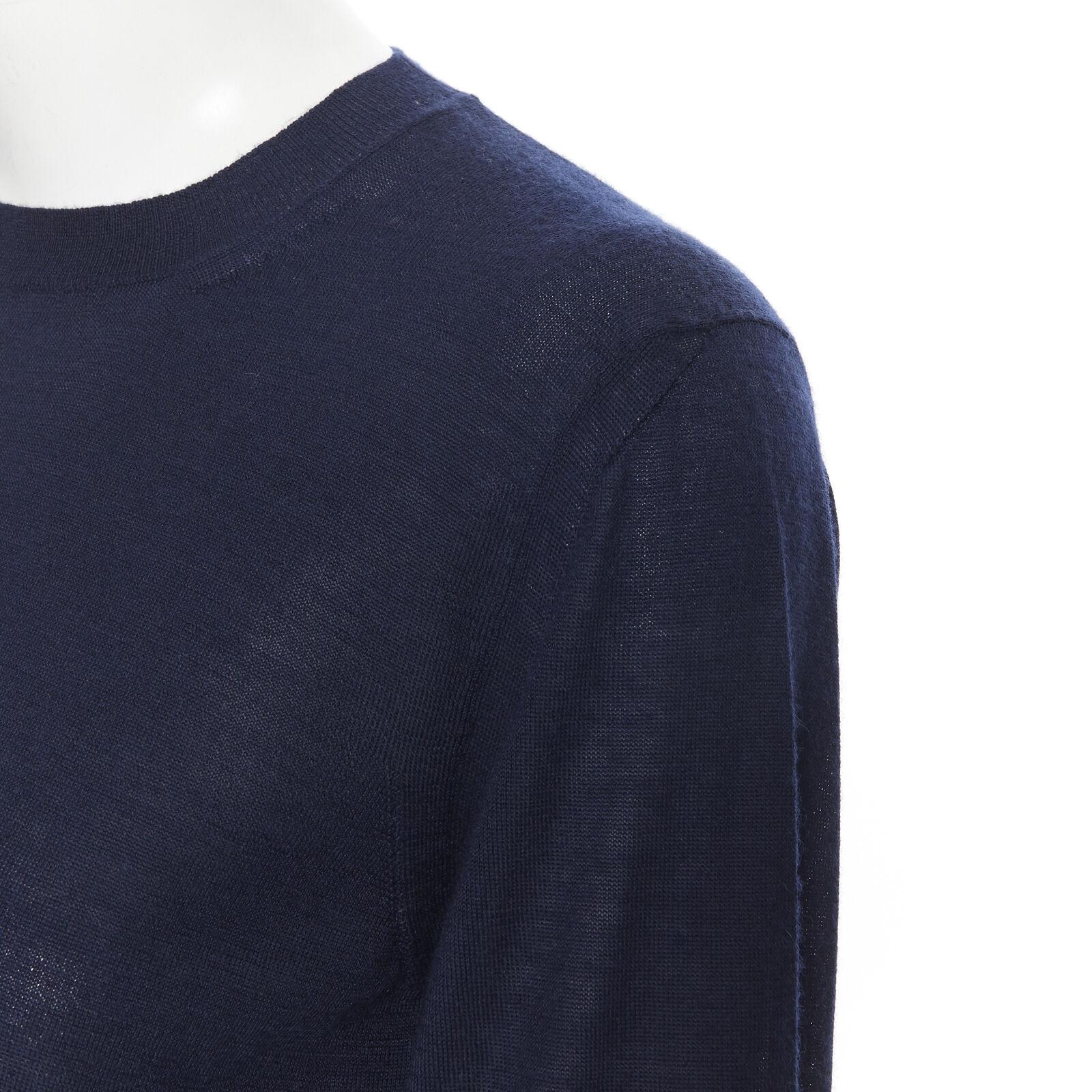 MARNI navy blue cashmere dual front slit pocket long sleeve sweater IT40 S 4
