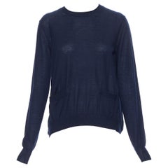 MARNI navy blue cashmere dual front slit pocket long sleeve sweater IT40 S