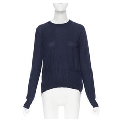 MARNI navy blue cashmere dual front slit pocket long sleeve sweater IT40 S