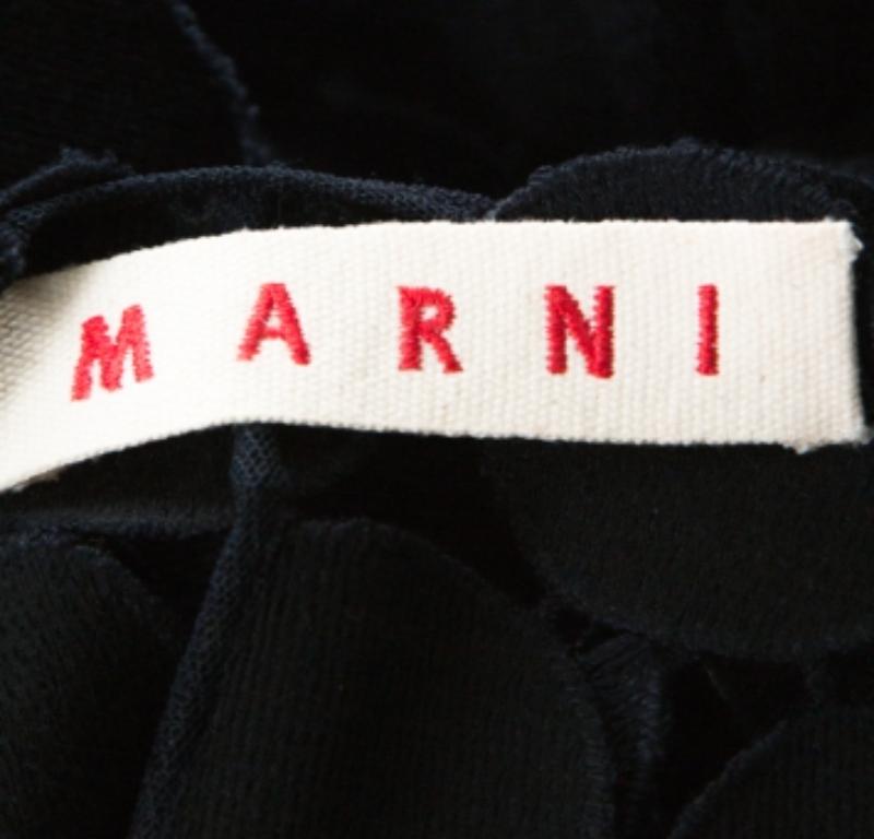 Marni Marineblaue Baumwollmischung Makramee Dot Peplum Tunika S Damen im Angebot