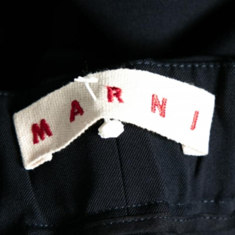 Marni Navy Blue Crepe Tapered Pants L For Sale 1