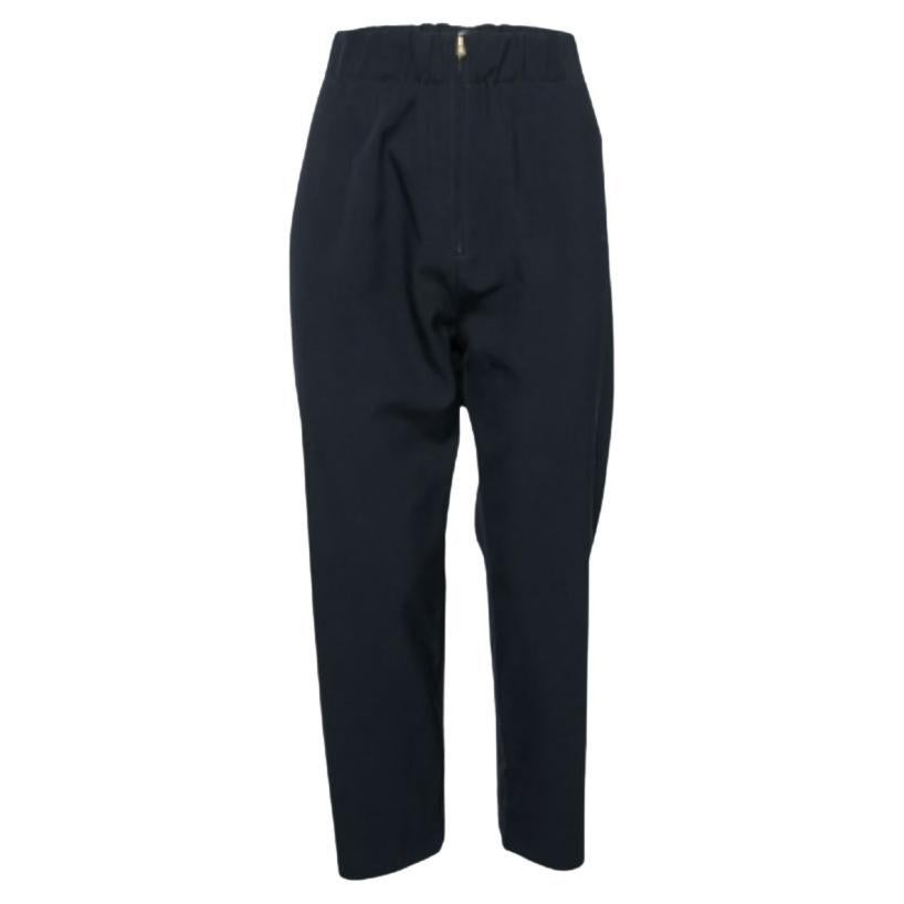 Marni Navy Blue Crepe Tapered Pants L For Sale