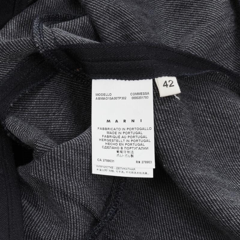 MARNI navy blue crinkled scoop neck boxy dress IT42 S For Sale 6