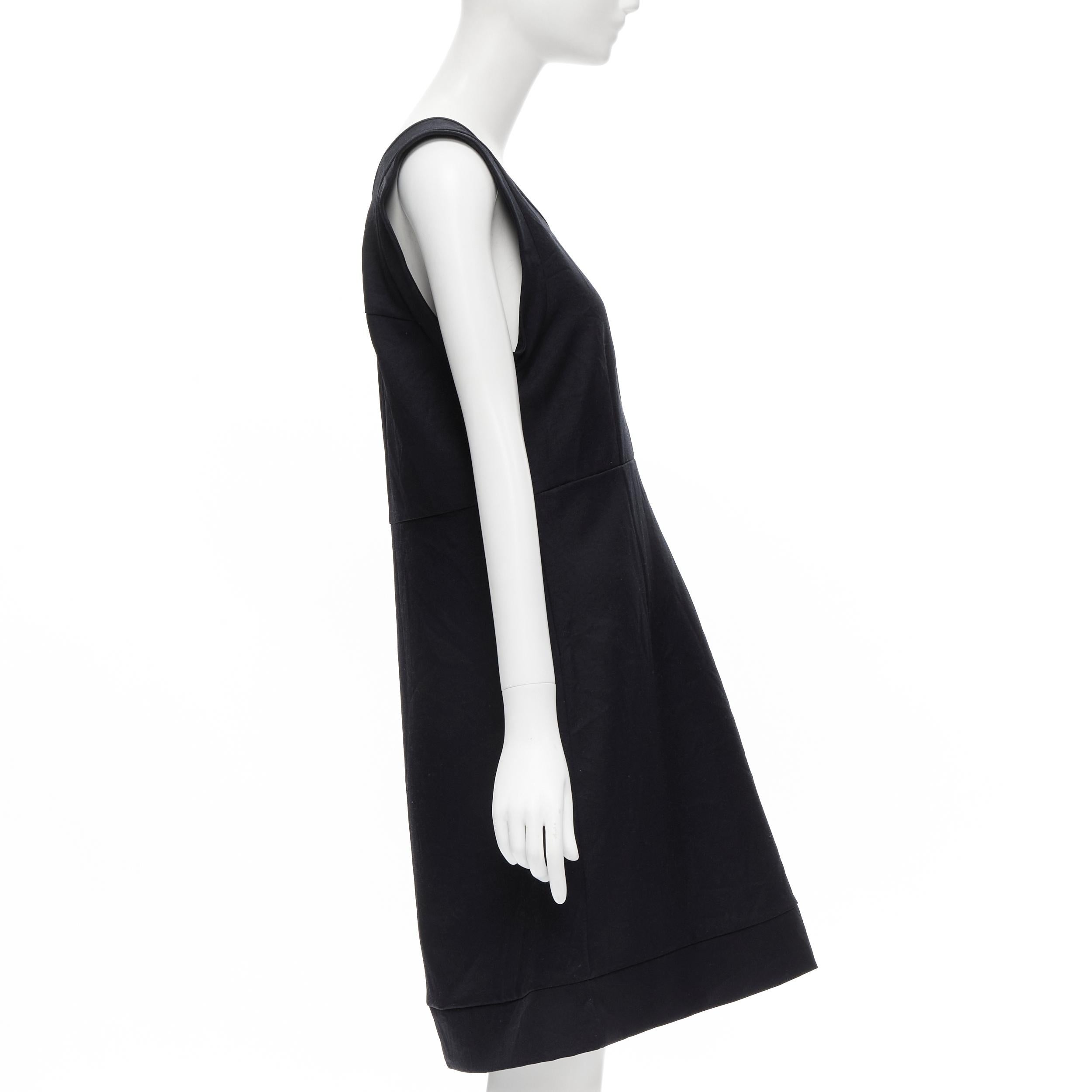 MARNI navy blue crinkled scoop neck boxy dress IT42 S In Excellent Condition For Sale In Hong Kong, NT