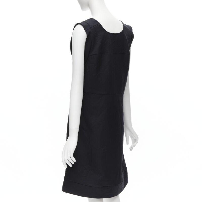 MARNI navy blue crinkled scoop neck boxy dress IT42 S For Sale 1