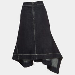Marni Navy Blue Denim Asymmetric Midi Skirt S