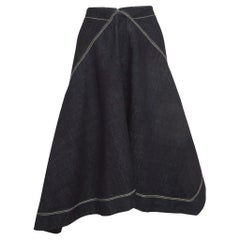 Marni Navy Blue Denim Asymmetric Midi Skirt S