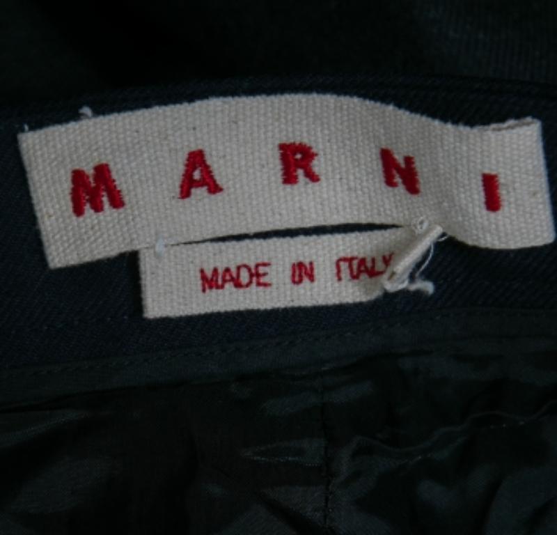 Gray Marni Navy Blue & Grey Wool Tapered Leg Trousers M For Sale