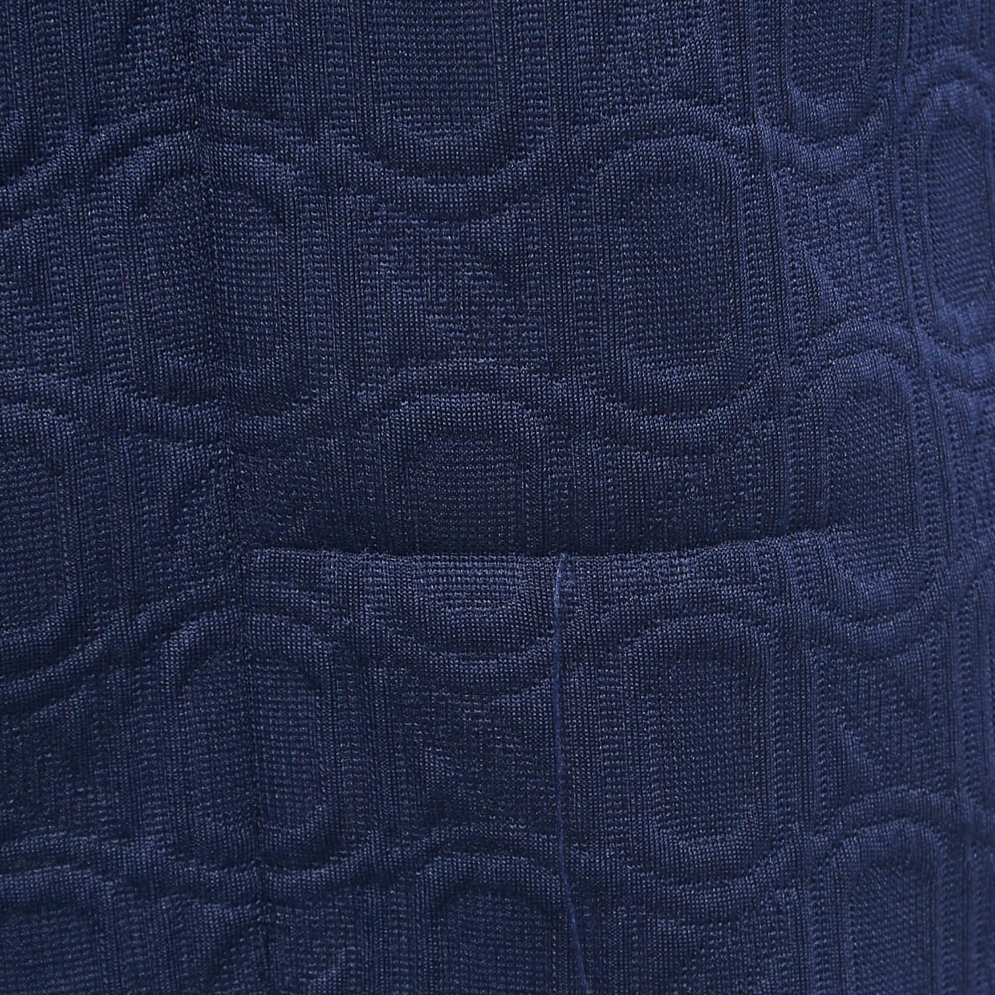 Marni - Vestito corto senza maniche con dettaglio fiocco in jacquard blu navy S In condizioni buone in vendita a Dubai, Al Qouz 2