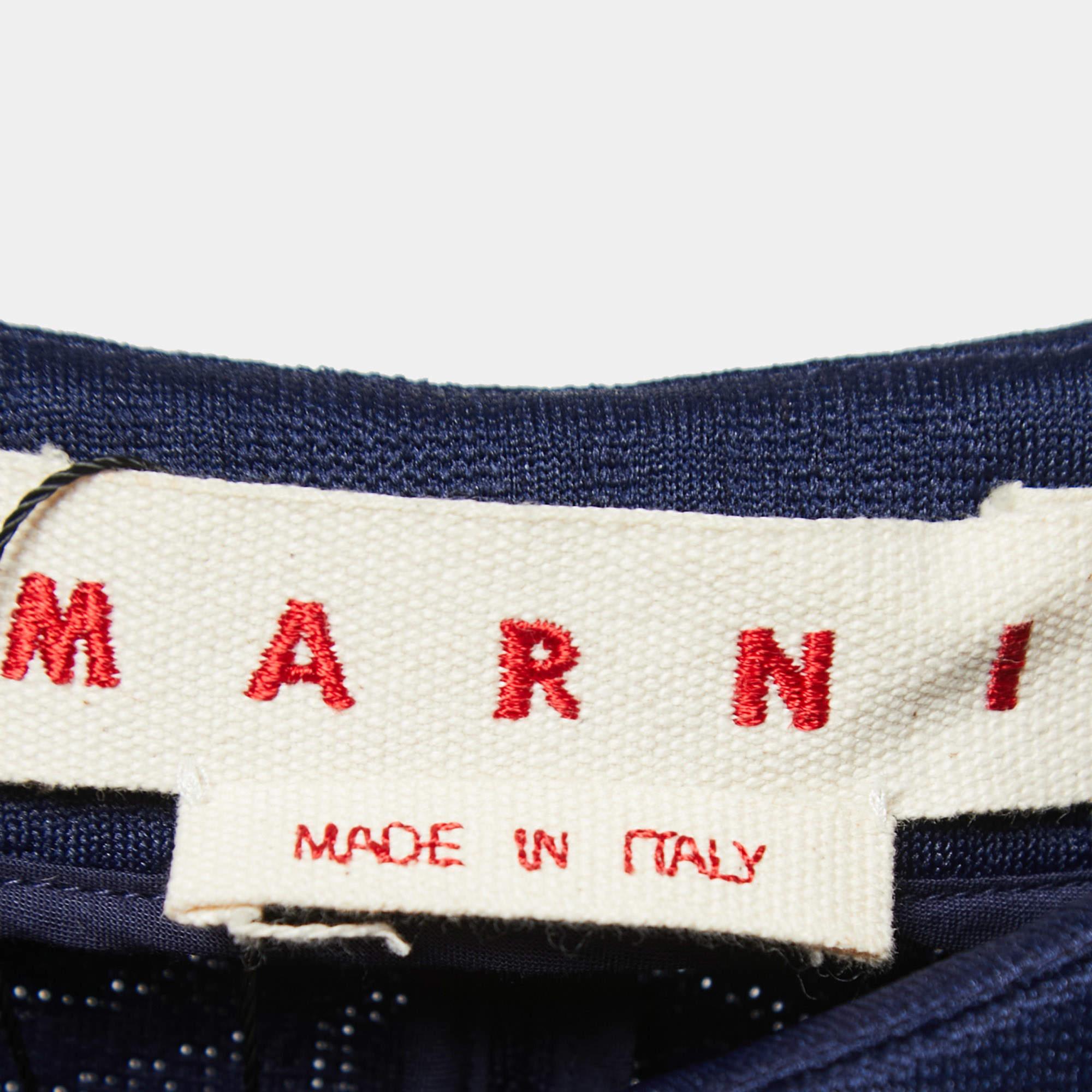 Donna Marni - Vestito corto senza maniche con dettaglio fiocco in jacquard blu navy S in vendita