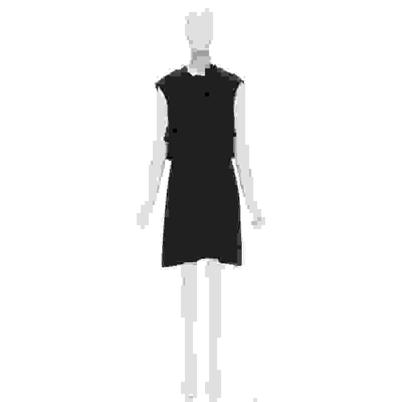 MARNI navy blue silk crepe cross ruffle trim knee lenth dress IT40 S For Sale 6