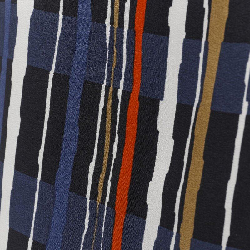 MARNI navy blue stripe print silk wide cuff collarless blouse top IT40 S For Sale 6