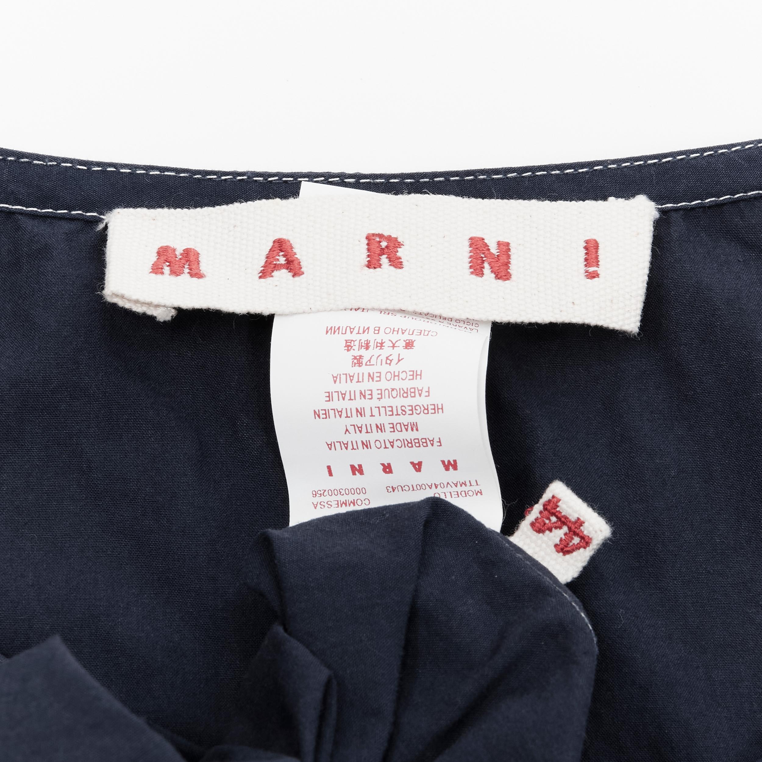 MARNI navy blue white overstitch pocket boxy sleeveless vest top IT44 M For Sale 3