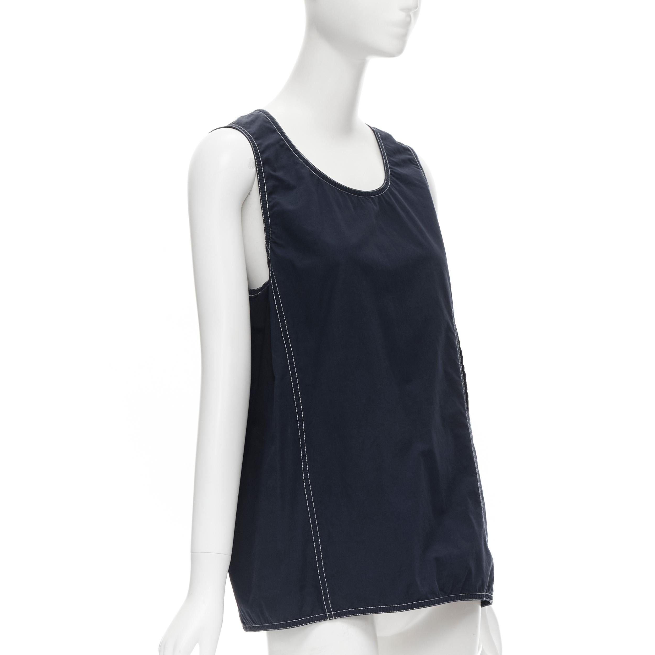 blue sleeveless vest