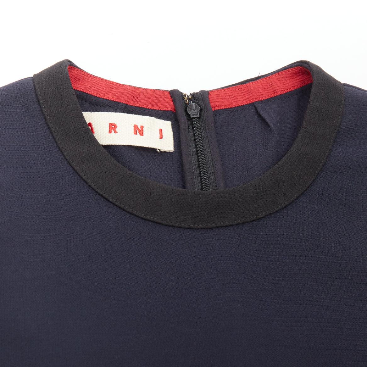 MARNI navy copper fringe bead embellished hem tunic dress IT38 XS For Sale 2