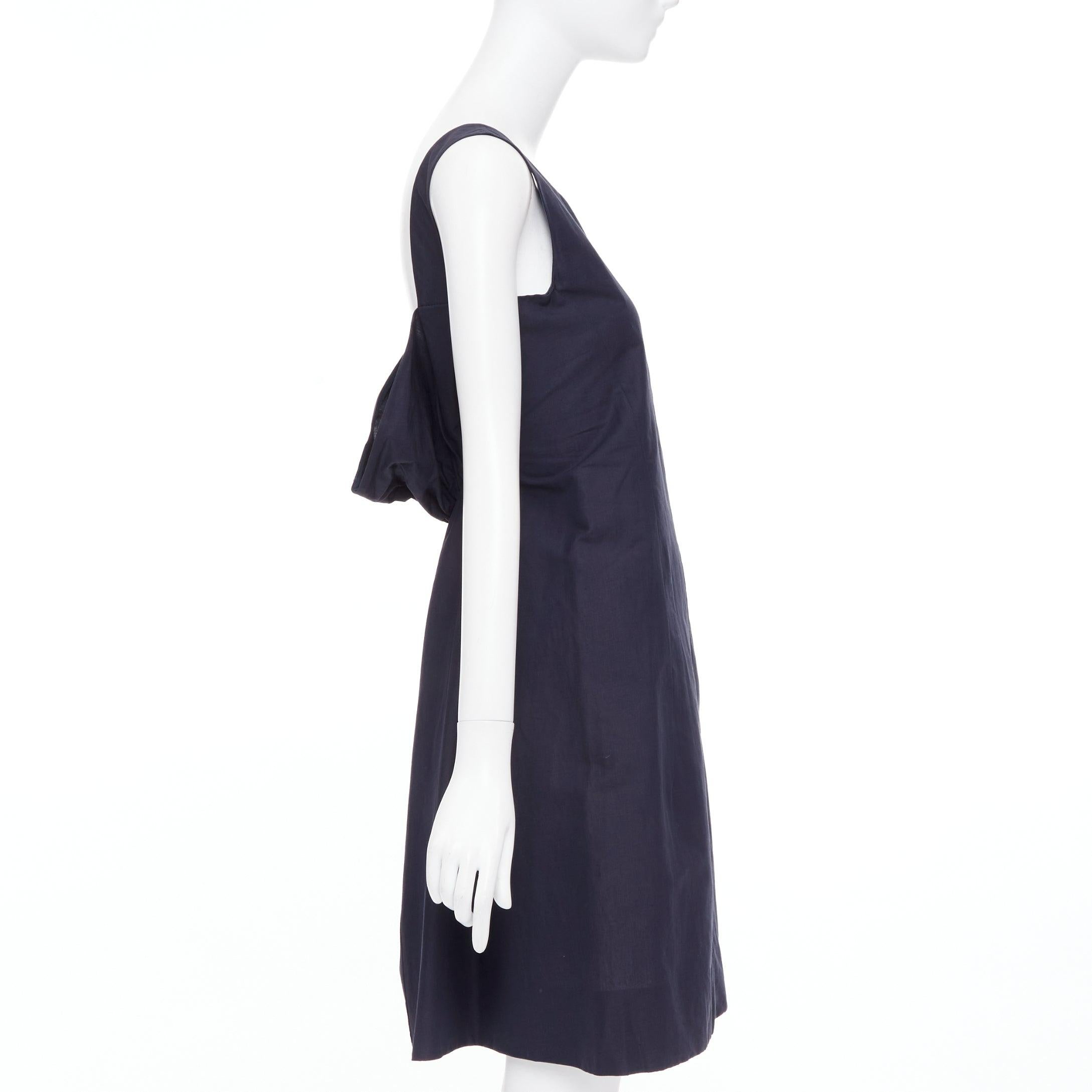 MARNI, robe à col bénitier au dos, en coton et lin mélangés, marine IT38 XS Excellent état - En vente à Hong Kong, NT