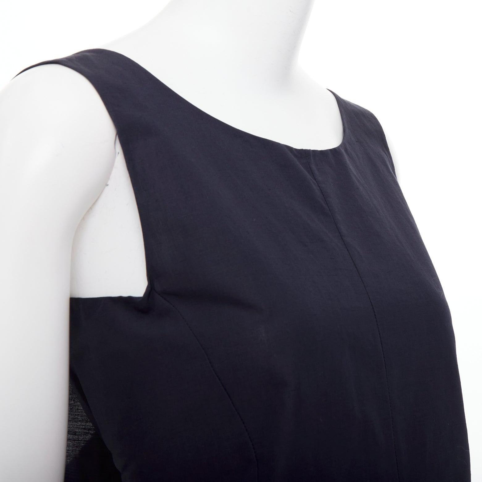 MARNI, robe à col bénitier au dos, en coton et lin mélangés, marine IT38 XS en vente 2