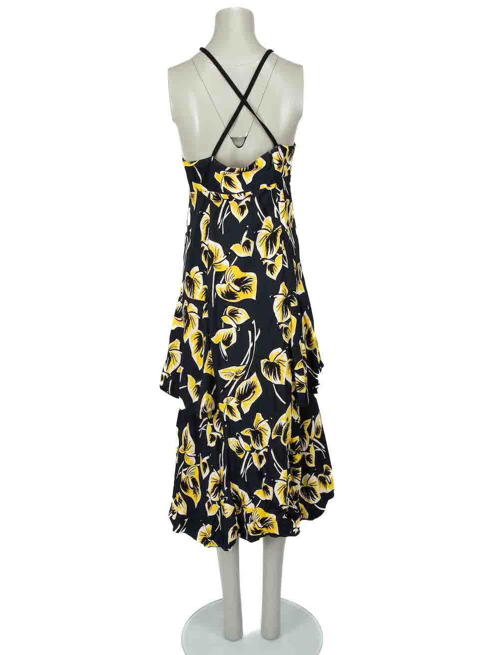 Marni Navy Floral Sleeveless Tiered Dress Size L In Good Condition For Sale In London, GB