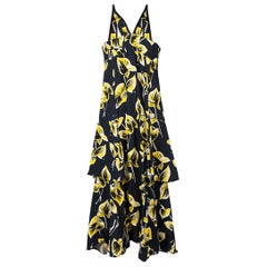 Marni Vestido floral azul marino sin mangas, talla L