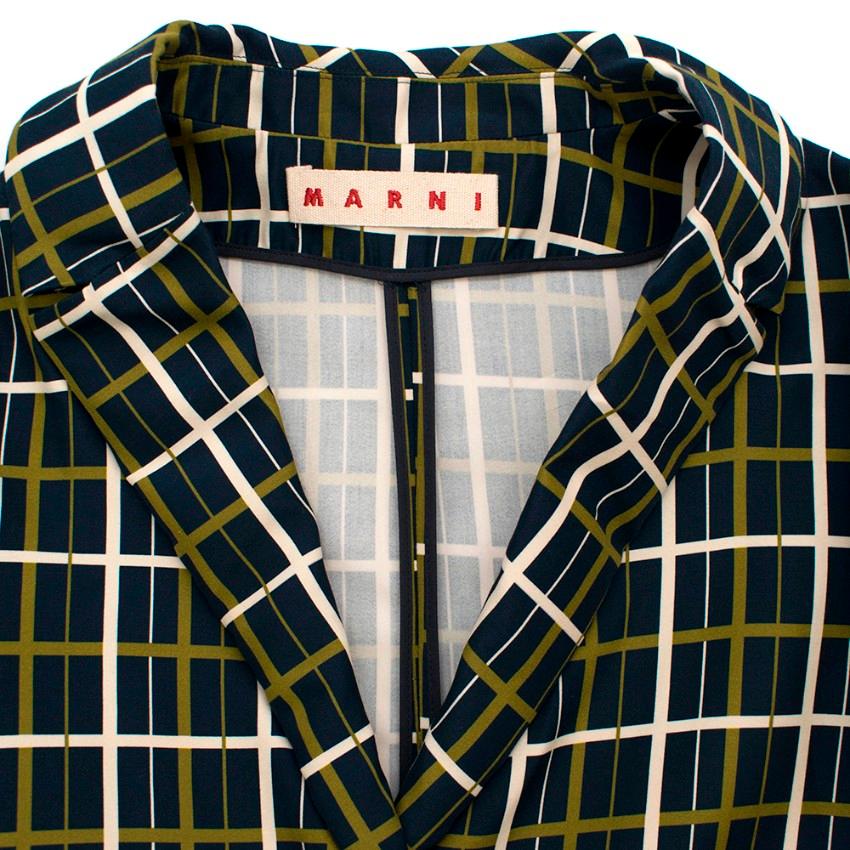 Marni Navy, Green & White Printed Coat - Size US 6 In New Condition For Sale In London, GB