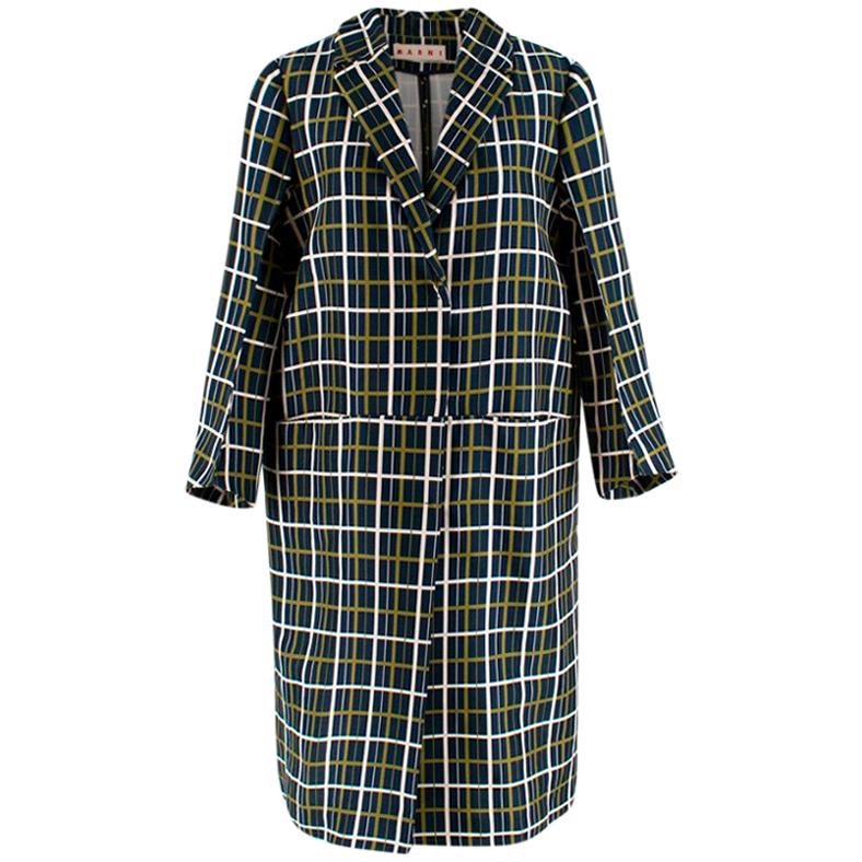 Marni Navy, Green & White Printed Coat - Size US 6 For Sale