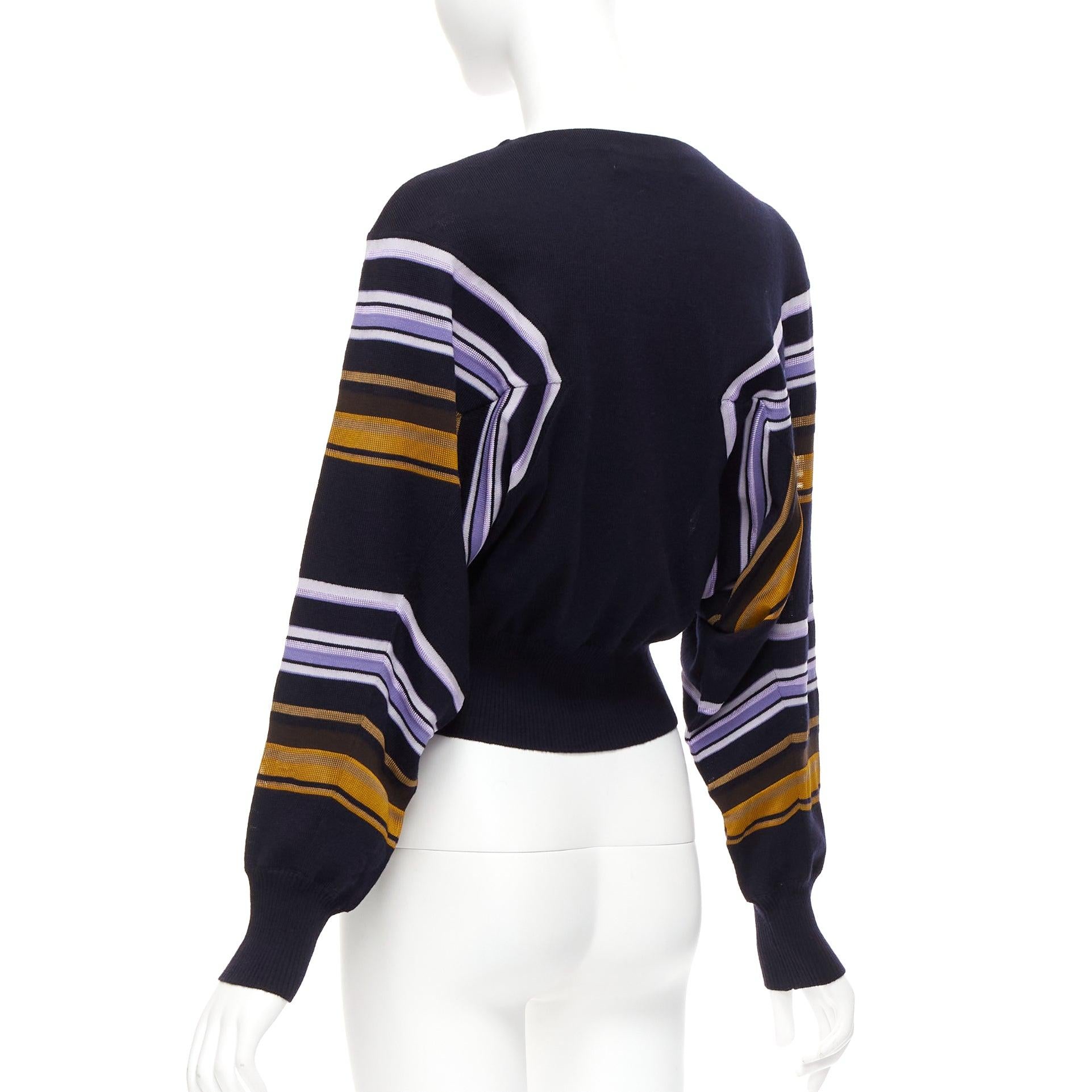 MARNI navy multicolour virgin wool blend geometric batwing sweater IT38 XS For Sale 1