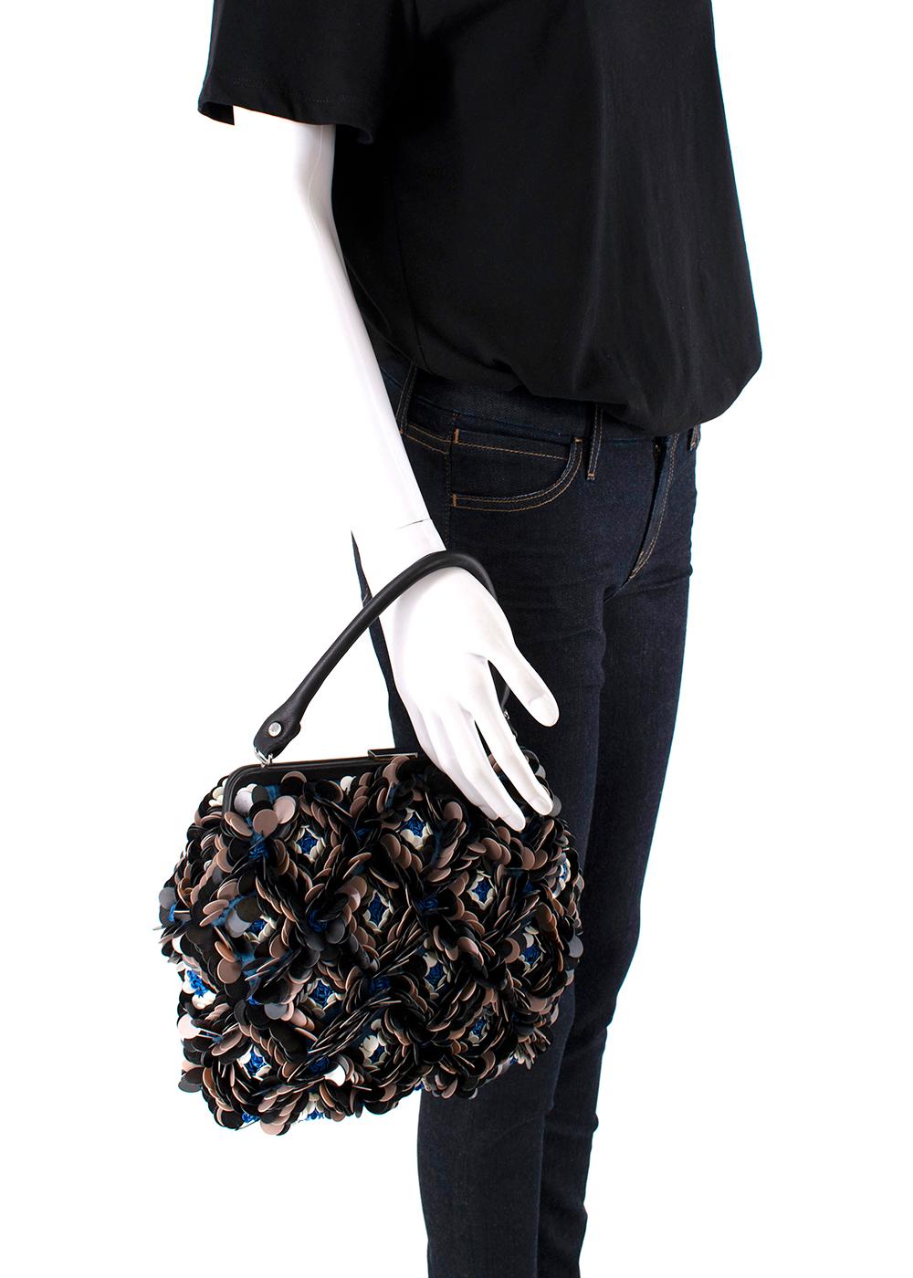 Marni Navy & Nude Paillettes Top Handle Bag 4