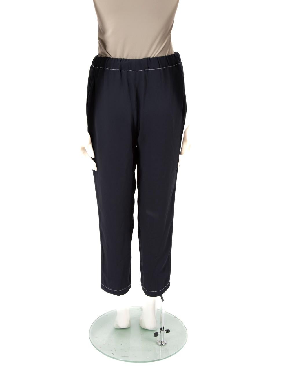 Marni Navy Tapered Elasticated Waistband Trousers Size M (Schwarz) im Angebot