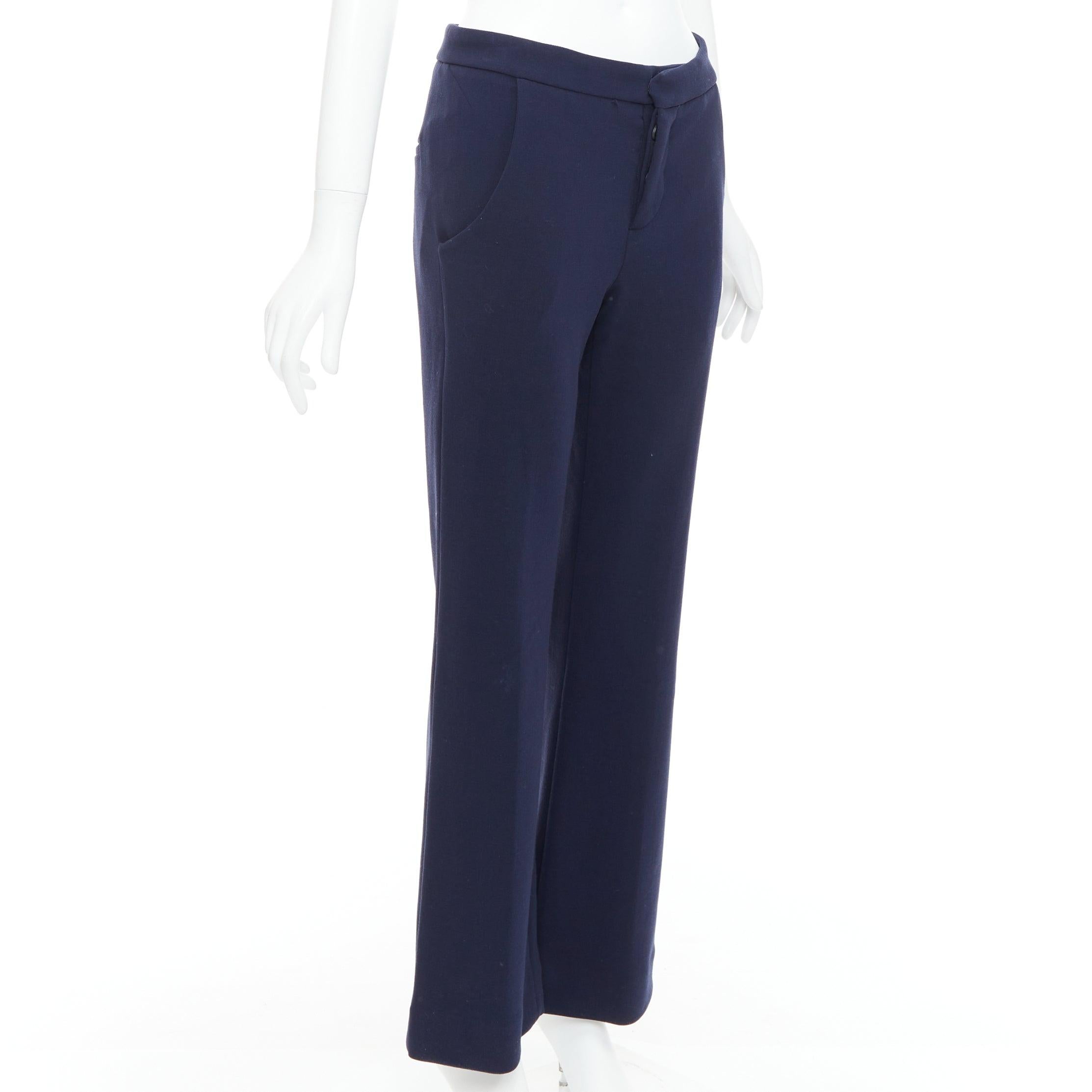Noir MARNI - Pantalon large à taille moyenne en laine vierge mélangée marine IT38 XS en vente