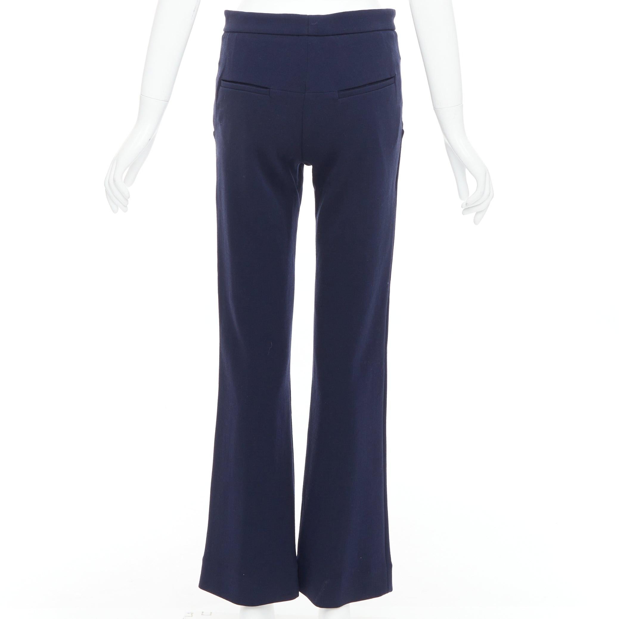 MARNI - Pantalon large à taille moyenne en laine vierge mélangée marine IT38 XS Pour femmes en vente
