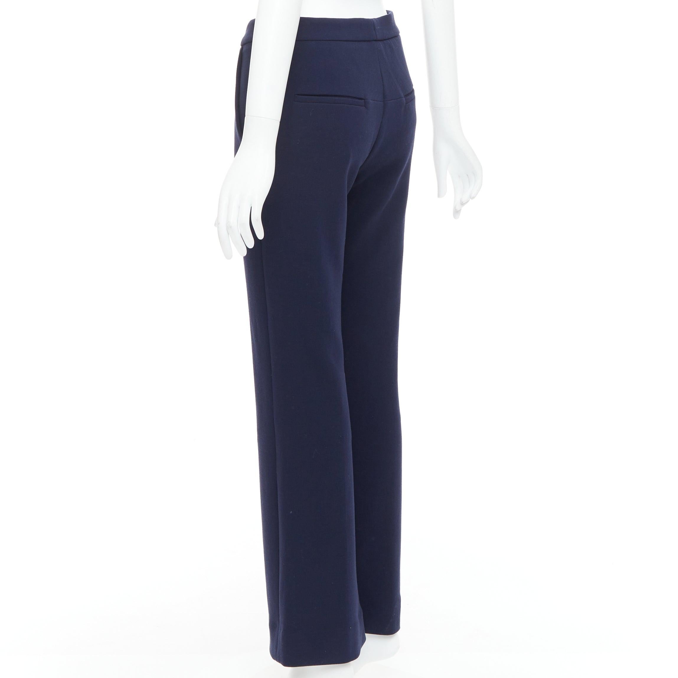 MARNI - Pantalon large à taille moyenne en laine vierge mélangée marine IT38 XS en vente 1