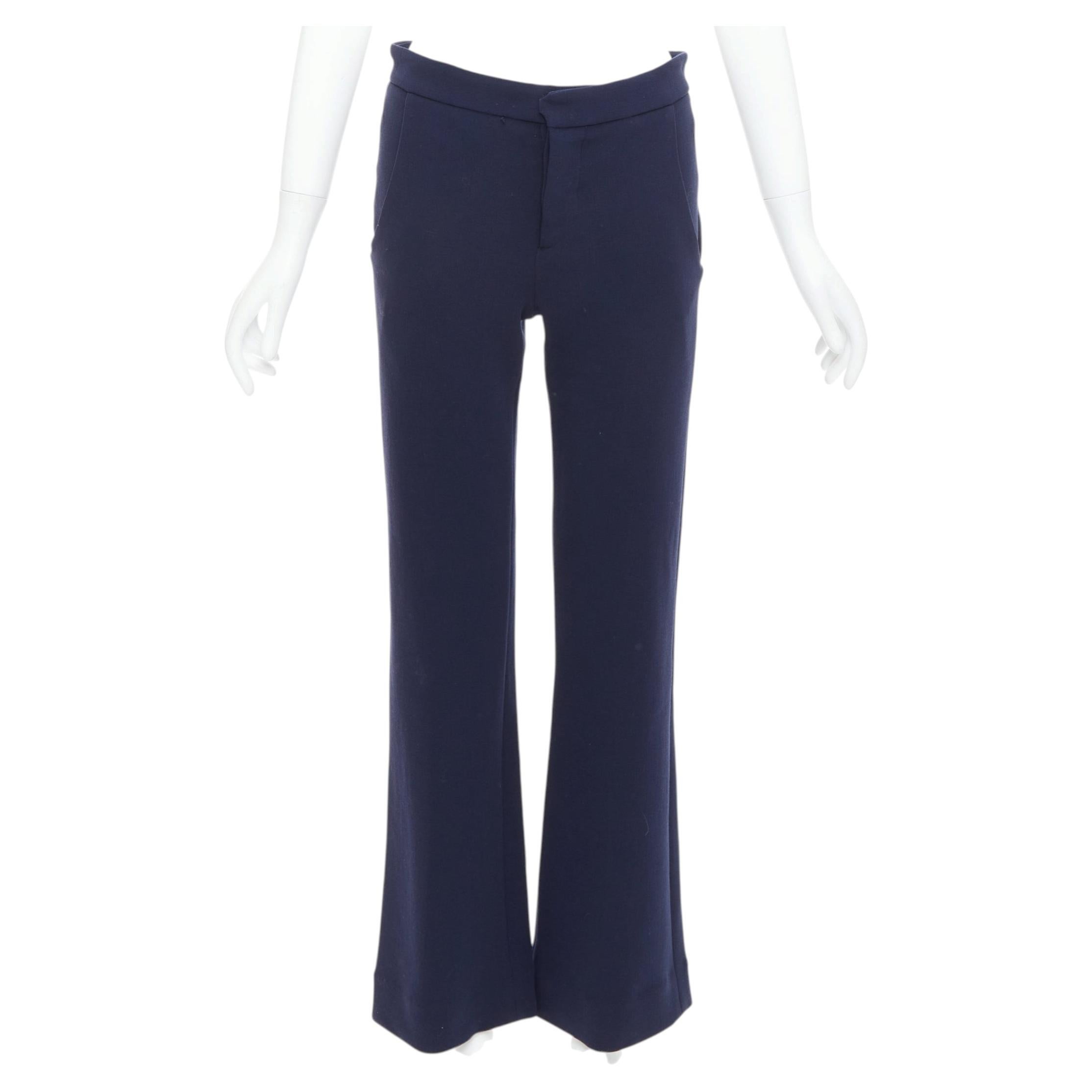 Pre-owned Marni Navy Virgin Wool Blend Wide Leg Mid Waist Pants It38 Xs In Blue