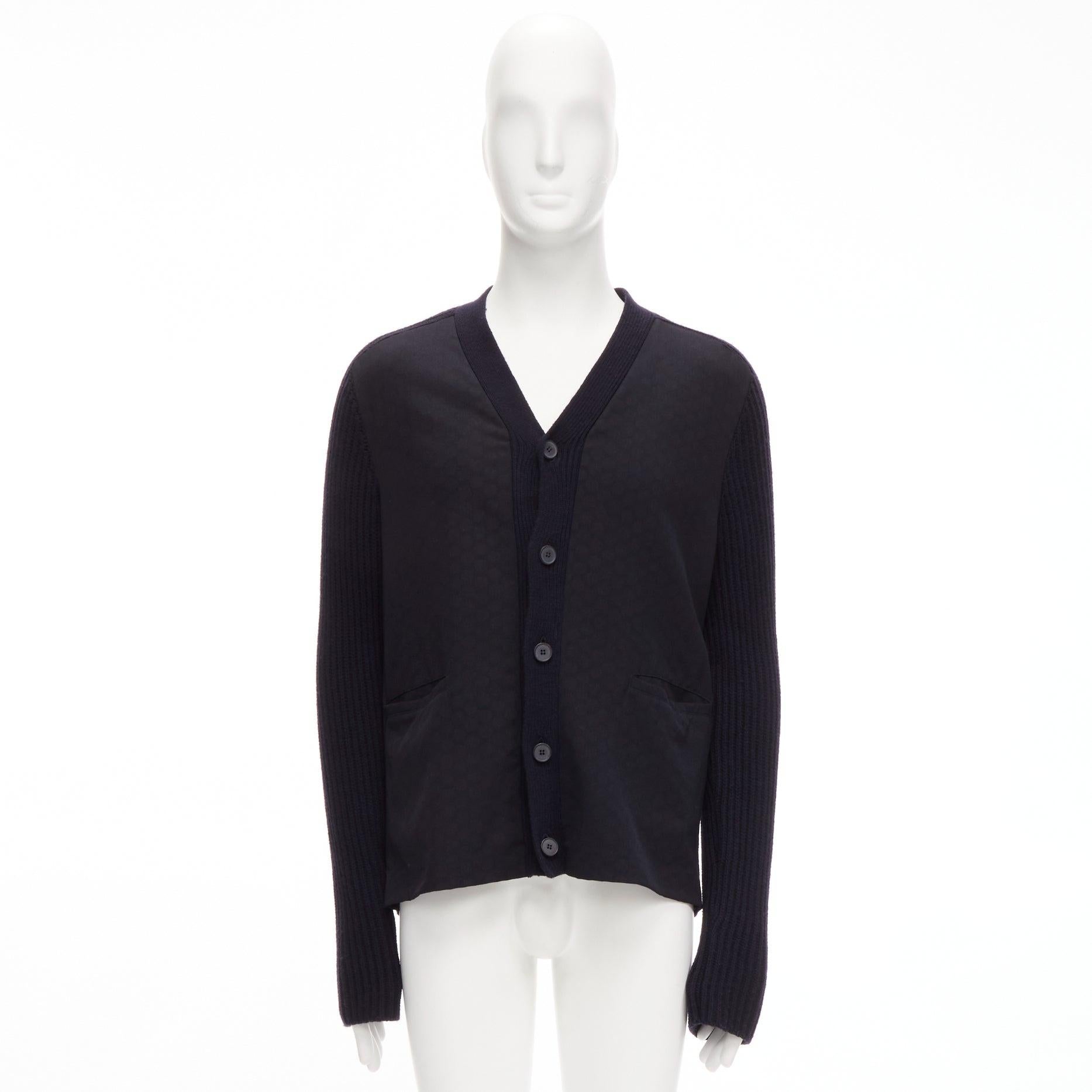 MARNI navy virgin wool cashmere polka dot cardigan sweater IT48 M For Sale 5