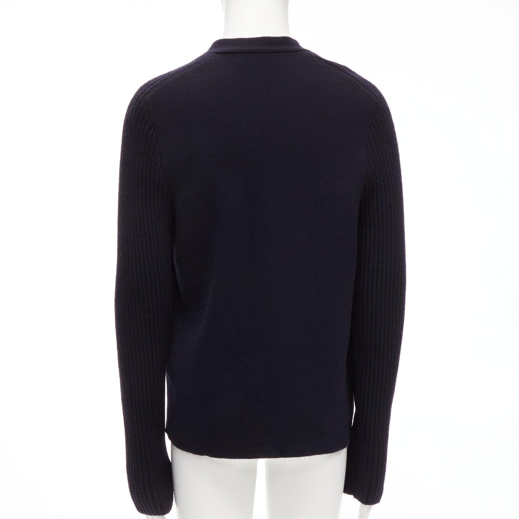 MARNI navy virgin wool cashmere polka dot cardigan sweater IT48 M For Sale 1