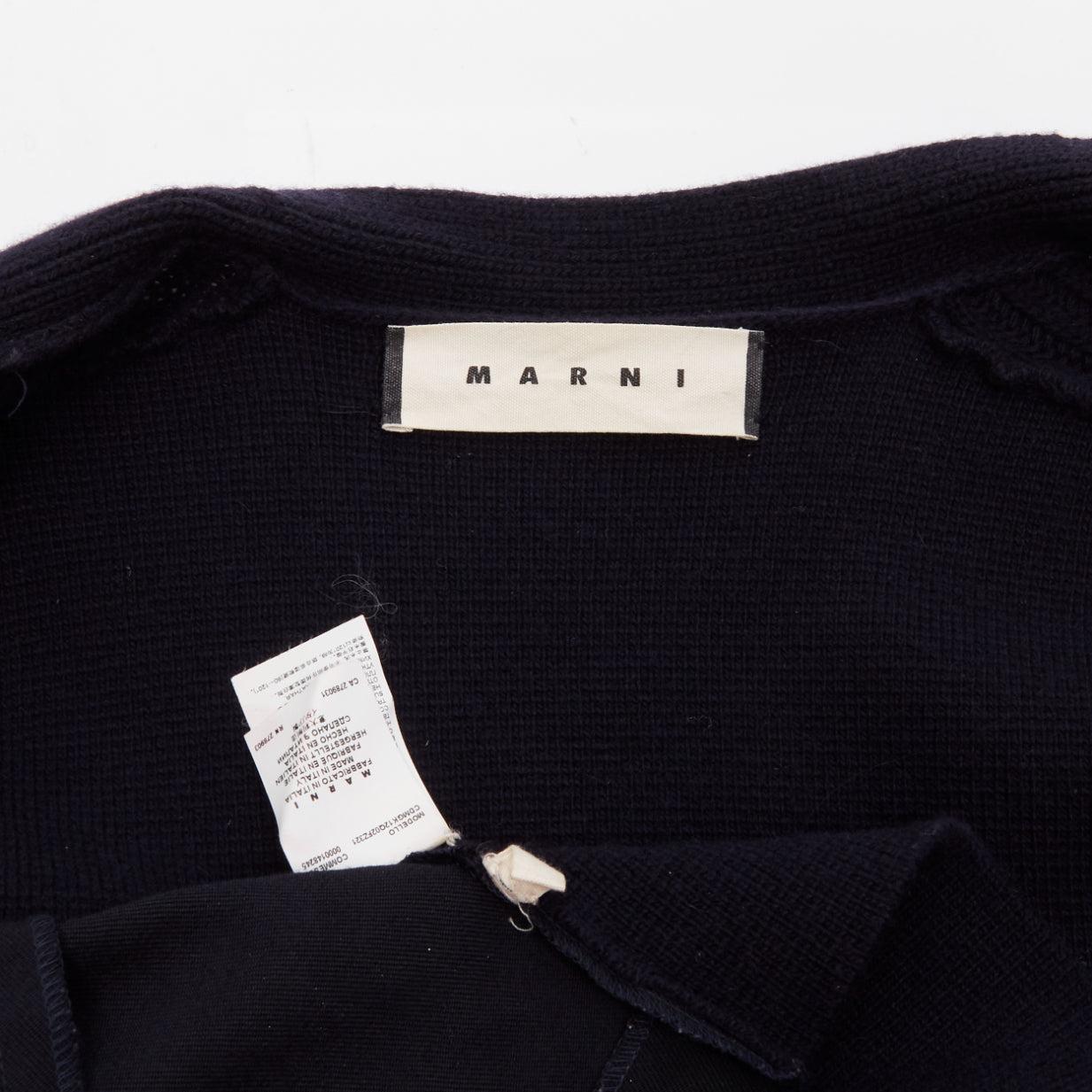 MARNI navy virgin wool cashmere polka dot cardigan sweater IT48 M For Sale 4